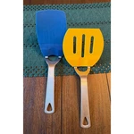 Norpro 18/10 Stainless Steel Spatula Set Blue Solid Yellow Slotted Nylon Turner. Fixed Price $12.00.