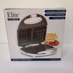 Elite Cuisine Maxi-matic EWM9008K Electric Belgian Waffle Maker, White Non-stick. Fixed Price $29.99.