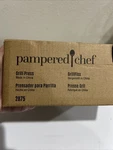 New Pampered Chef Grill Press #2875 Cast Iron Heavy-duty Bacon Even Sear. Fixed Price $18.89.