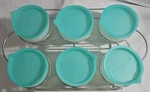 Pampered Chef Mini Freezer Bowls With Lids & Rack #100181 Teal. Fixed Price $19.99.