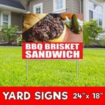 Bbq Brisket Sandwich Yard Sign Corrugate Plastic With H-stakes Meat Buffet Food. Fixed Price $79.90.