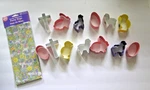 New Vintage Wilton Color Metal Easter Cookie Cutter Set, 13 Ct. Lot 1A. Fixed Price $16.00.
