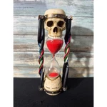 Summit Skull Hourglass 2004 Red Sand Gothic Steampunk Cyberpunk Decor Timer Euc. Fixed Price $50.00.