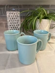 Aqua Coffee Mugs Set 3 Vintage Corningware Cups. Fixed Price $24.95.