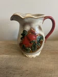 Tii Collections Cardinal Redbird Christmas Holiday Pitcher Pinecones Handle. Fixed Price $19.00.