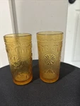 Vintage Brockway American Concord Juicer Glasses (2) Amber Colored 4". Fixed Price $18.49.