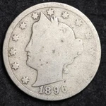 1896 Reverse Counter Stamp Liberty Nickel Choice Free Shipping E192 Ac. Fixed Price $9.65.