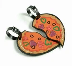 Betsey Johnson His & Hers Rubber Luggage Tag Set Heart-shaped Pizza #6157. Fixed Price $5.59.