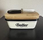 Moyu Home Ceramic Covered Butter Dish With Bamboo Lid & 2 Spreaders, White/black. Fixed Price $12.00.