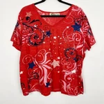 Vintage Collections Etc Stars Swirls Sequined Graphic Tee Women Xl Patriotic. Fixed Price $16.95.