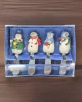 4 St Nicholas Square Button Up Snowmen Butter Cheese Spreaders Holiday New Vtg. Fixed Price $13.49.