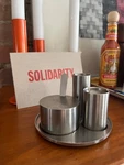 Vtg Stelton Denmark Cylinda-line Stainless Salt & Pepper Set Arne Jacobsen 1960S. Fixed Price $150.00.