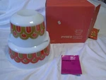 Mint Box Vtg Rare Pyrex Arches Fish Scale Bowl Set #343,#344, 1.5 & Qt Nos. Fixed Price $295.00.